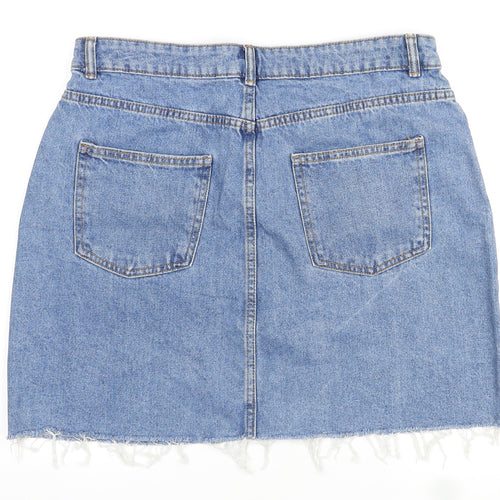 Denim & Co. Womens Blue Cotton Mini Skirt Size 16 Zip