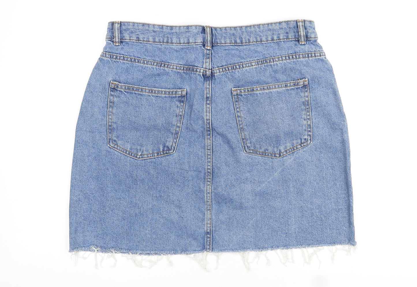 Denim & Co. Womens Blue Cotton Mini Skirt Size 16 Zip