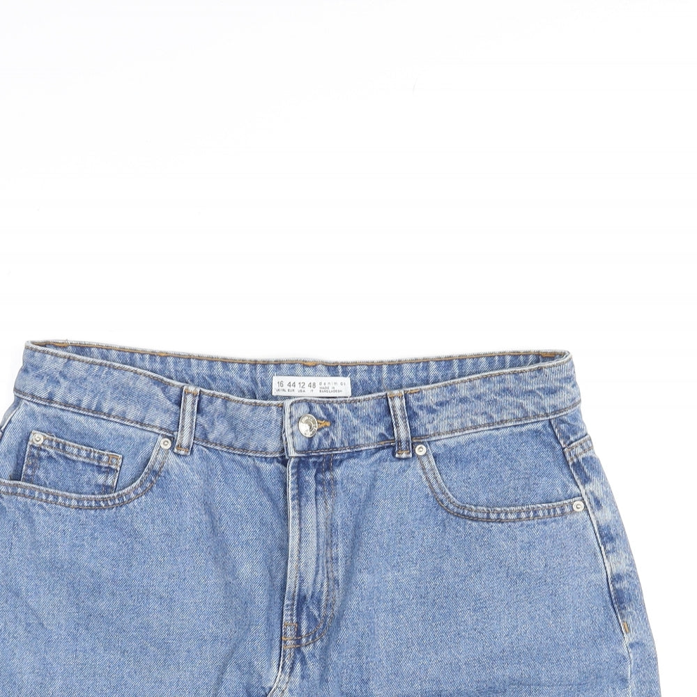 Denim & Co. Womens Blue Cotton Mini Skirt Size 16 Zip