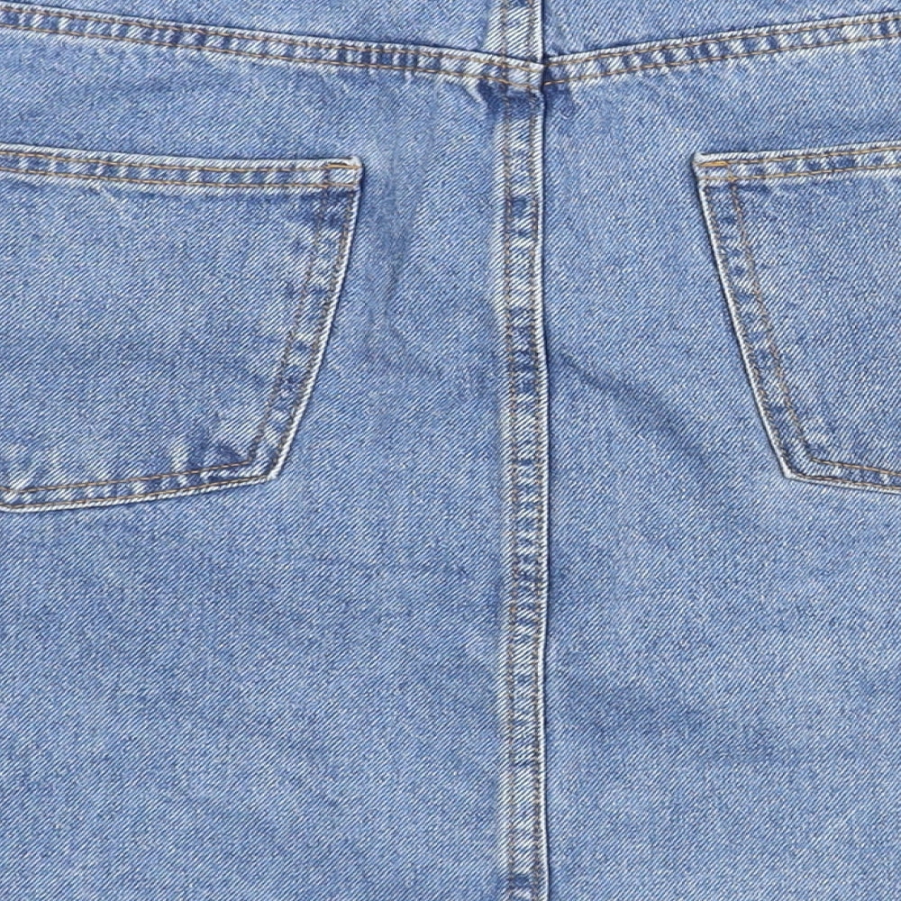 Denim & Co. Womens Blue Cotton Mini Skirt Size 16 Zip