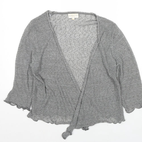 Apricot Womens Grey V-Neck Polyester Cardigan Jumper Size M - Open
