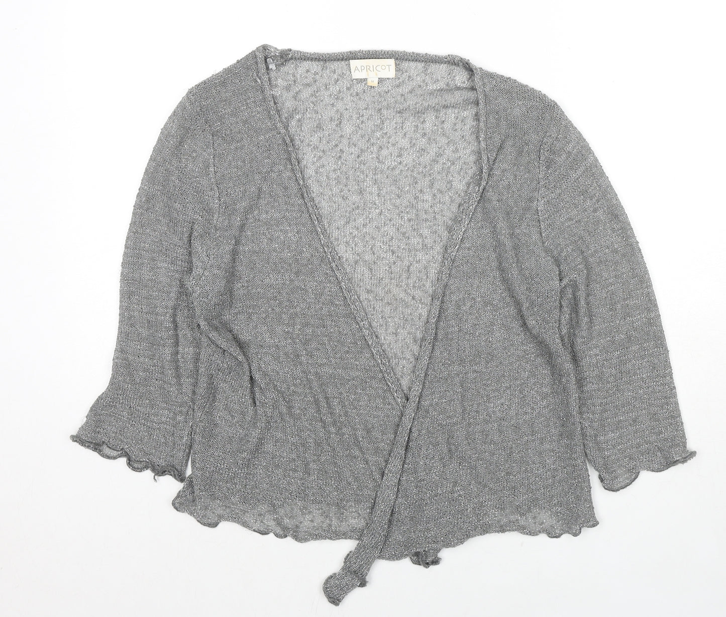 Apricot Womens Grey V-Neck Polyester Cardigan Jumper Size M - Open
