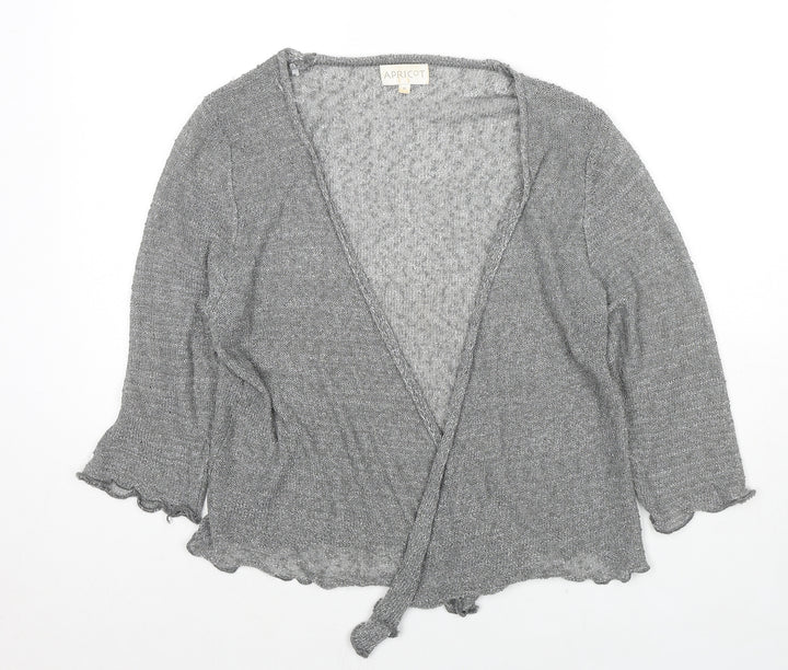 Apricot Womens Grey V-Neck Polyester Cardigan Jumper Size M - Open