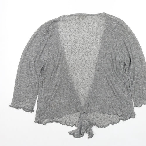 Apricot Womens Grey V-Neck Polyester Cardigan Jumper Size M - Open