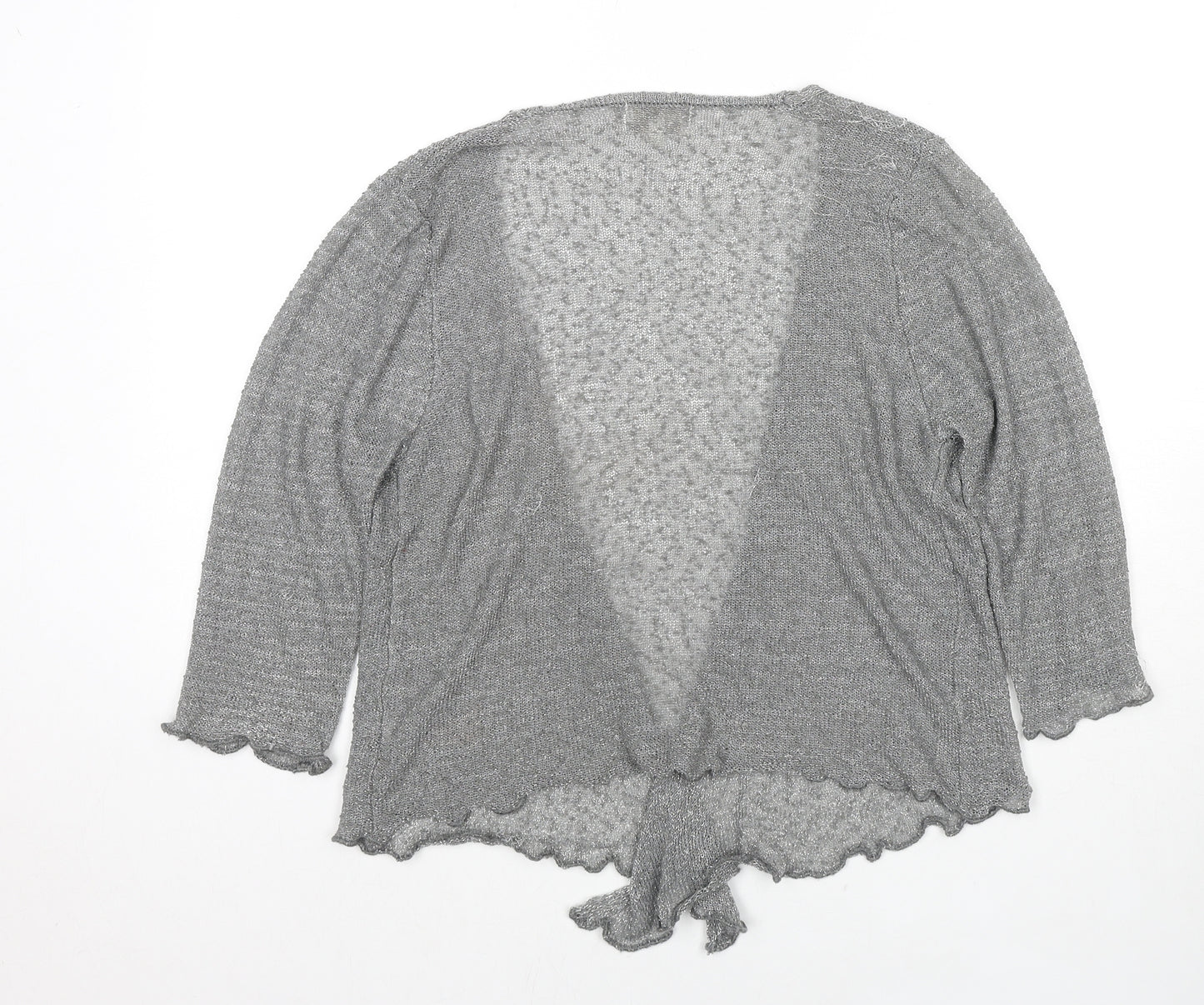 Apricot Womens Grey V-Neck Polyester Cardigan Jumper Size M - Open