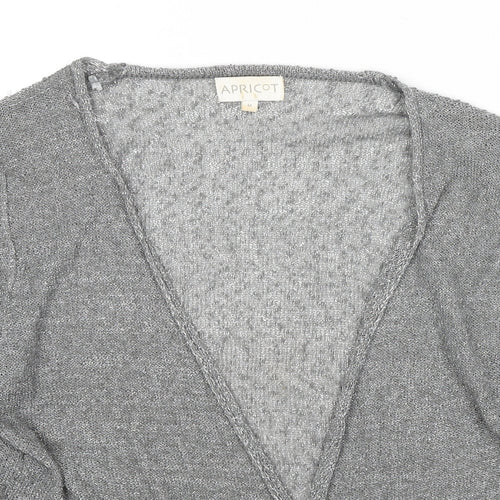 Apricot Womens Grey V-Neck Polyester Cardigan Jumper Size M - Open