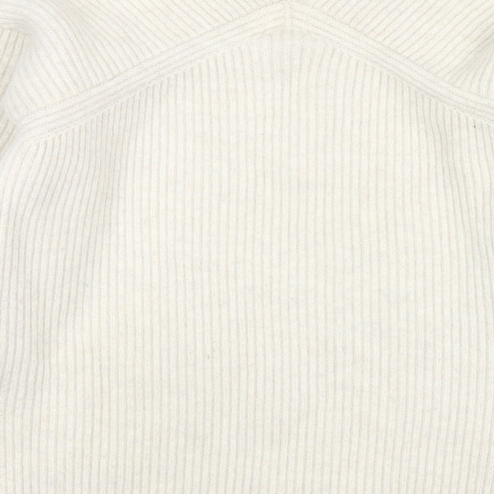H&M Womens Ivory V-Neck Wool Pullover Jumper Size S