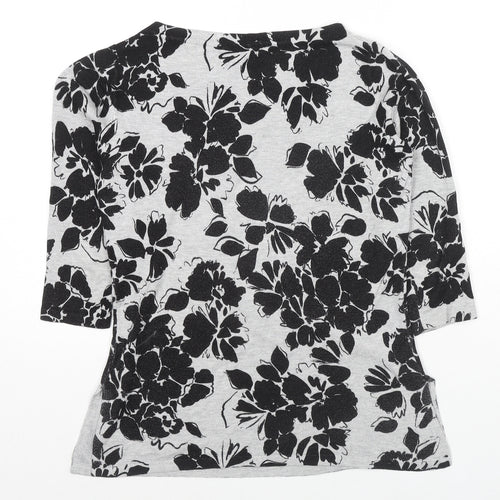 Precis Womens Grey Boat Neck Floral Viscose Pullover Jumper Size XS