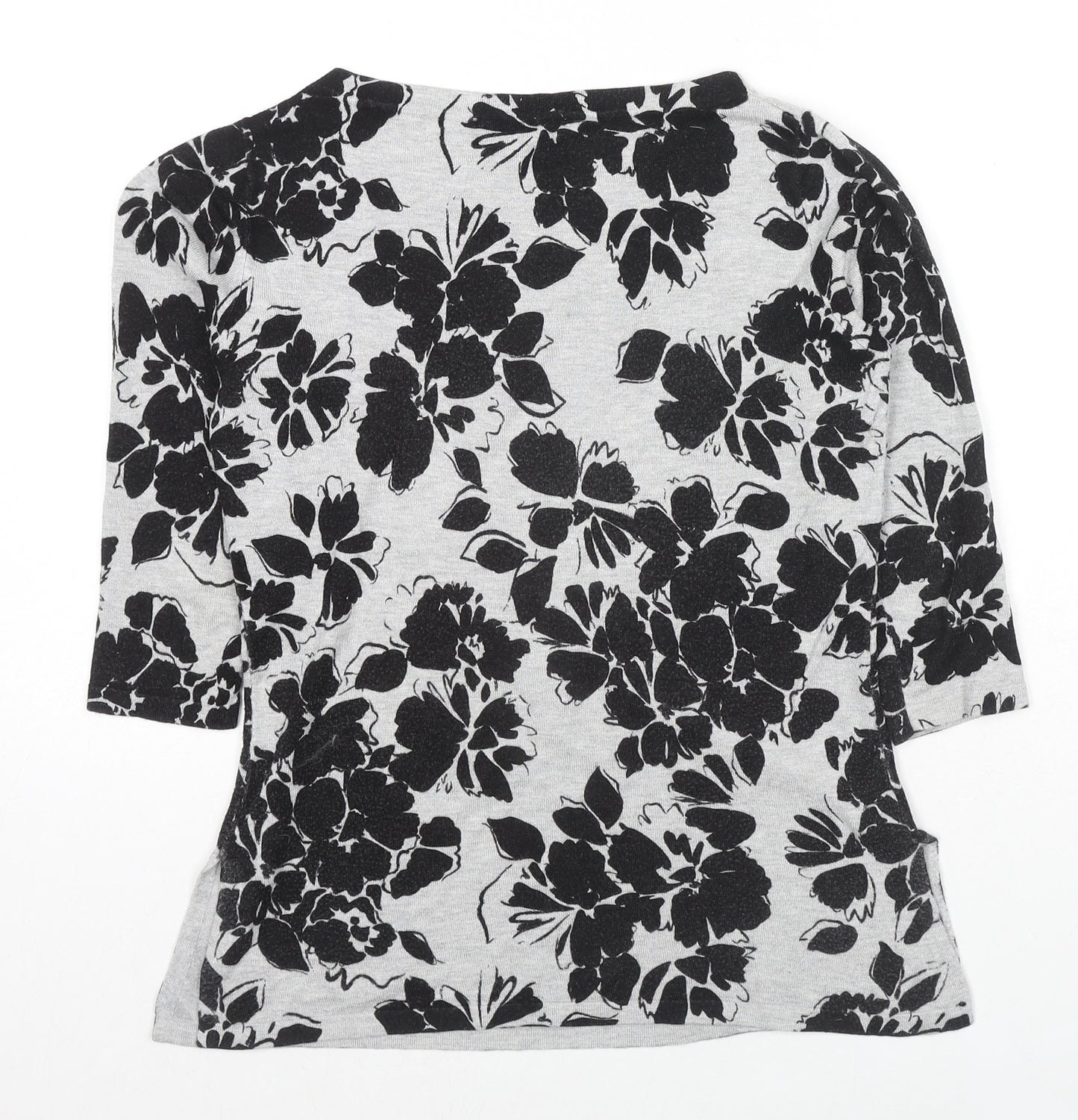 Precis Womens Grey Boat Neck Floral Viscose Pullover Jumper Size XS