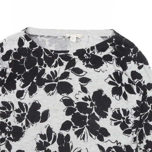 Precis Womens Grey Boat Neck Floral Viscose Pullover Jumper Size XS