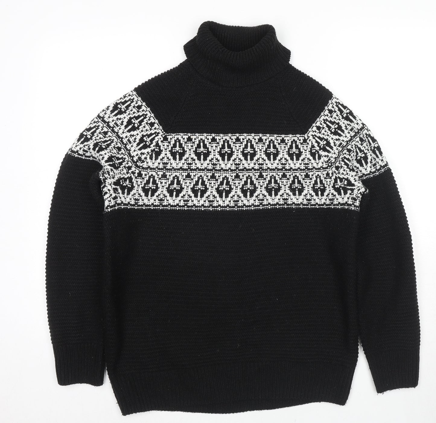 Marks and Spencer Mens Black Roll Neck Acrylic Pullover Jumper Size M Long Sleeve