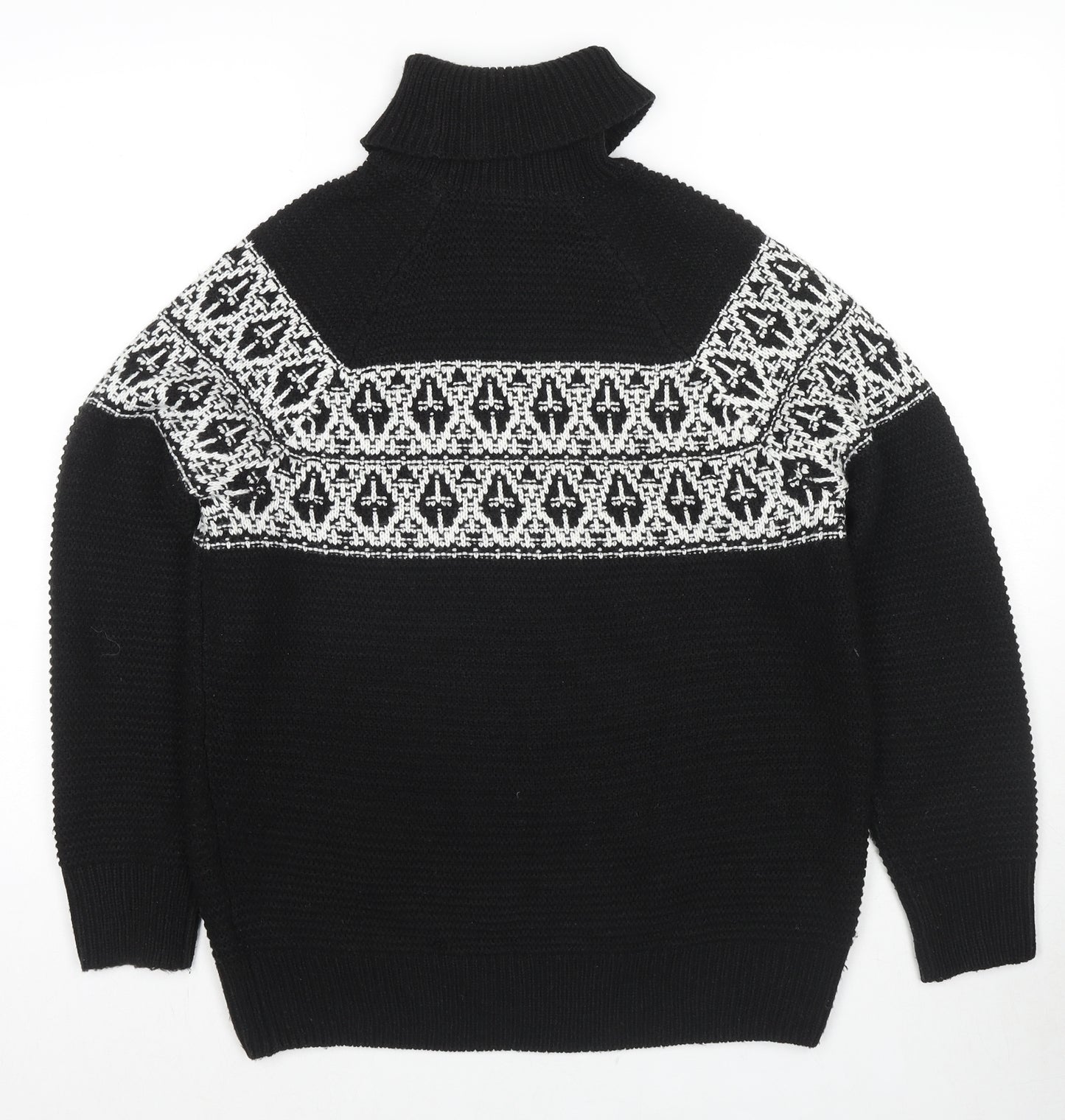 Marks and Spencer Mens Black Roll Neck Acrylic Pullover Jumper Size M Long Sleeve