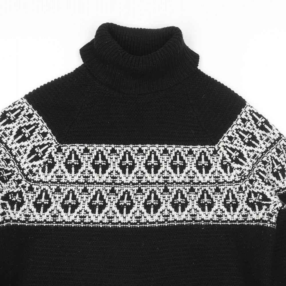 Marks and Spencer Mens Black Roll Neck Acrylic Pullover Jumper Size M Long Sleeve