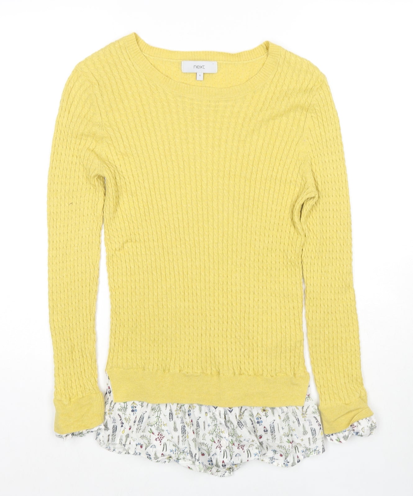 NEXT Womens Yellow Boat Neck Cotton Pullover Jumper Size 12