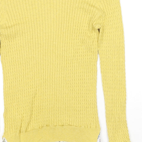 NEXT Womens Yellow Boat Neck Cotton Pullover Jumper Size 12