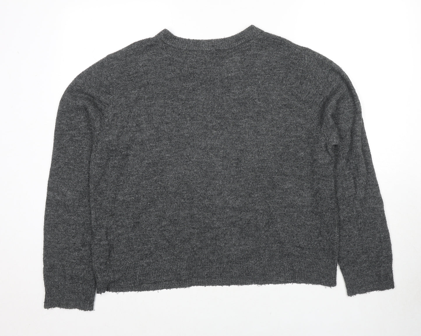 Oasis Womens Grey Round Neck Polyester Pullover Jumper Size XL - Star Detail