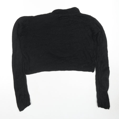 New Look Womens Black Roll Neck Acrylic Pullover Jumper Size 10 - Gingerbread Man Christmas
