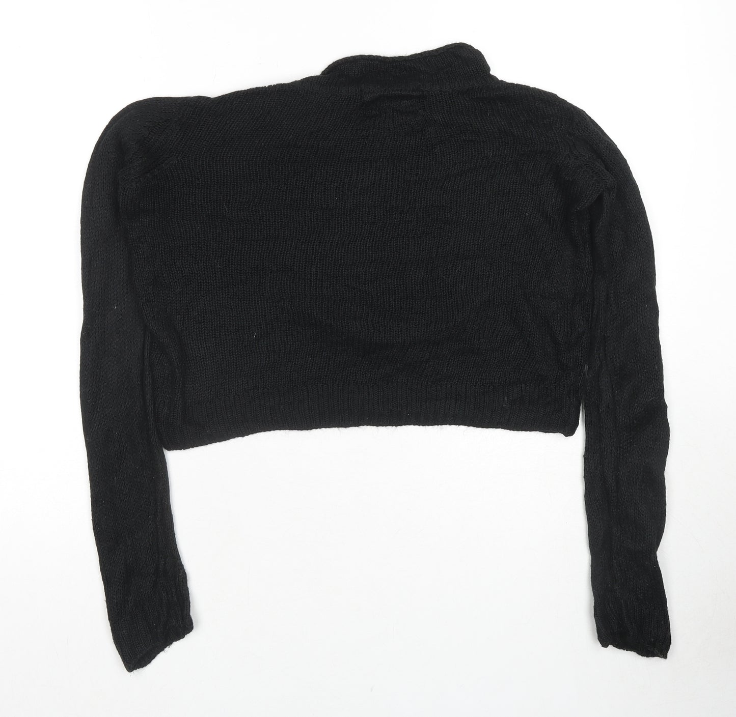 New Look Womens Black Roll Neck Acrylic Pullover Jumper Size 10 - Gingerbread Man Christmas