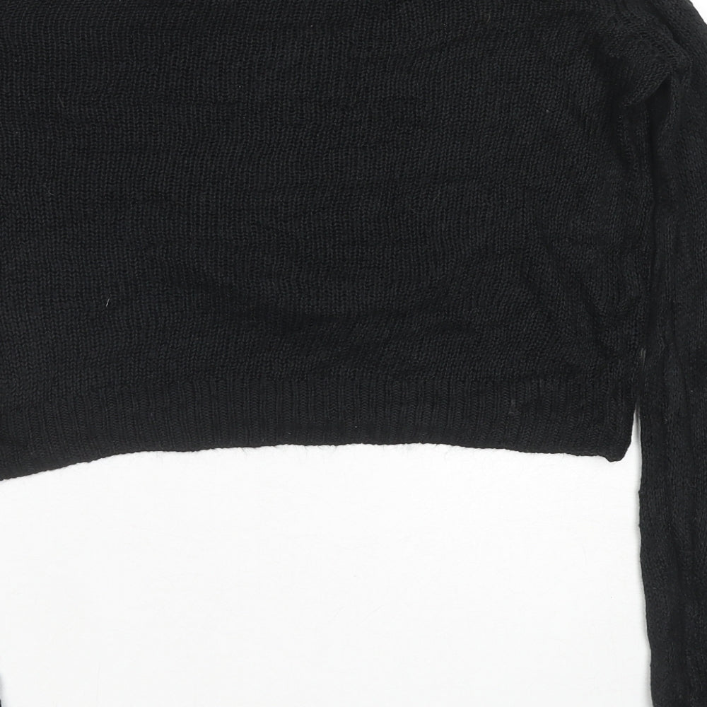 New Look Womens Black Roll Neck Acrylic Pullover Jumper Size 10 - Gingerbread Man Christmas