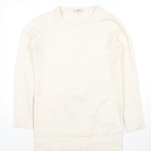Zara Womens Beige Round Neck Acrylic Pullover Jumper Size S