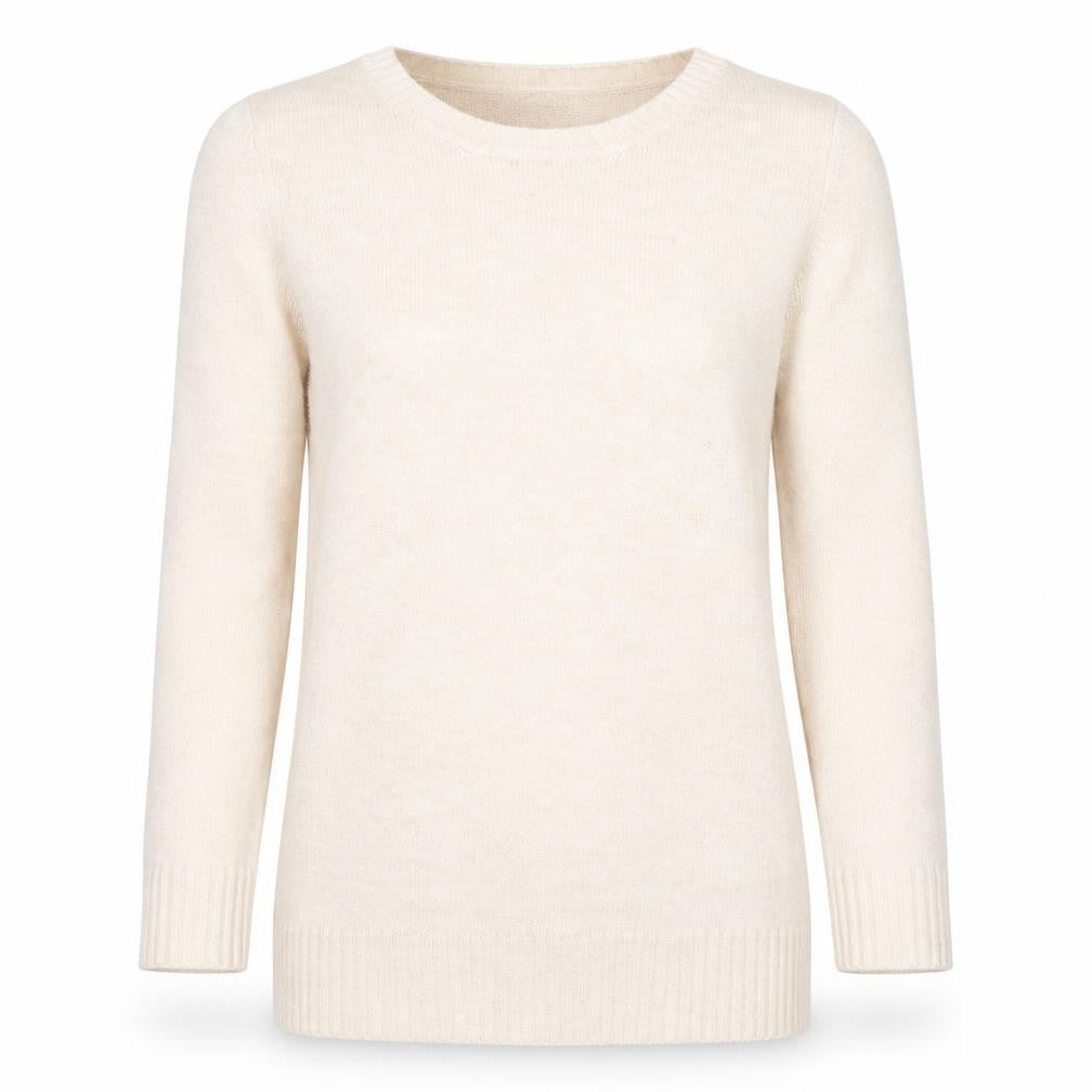 Front view of Zara women’s beige round neck acrylic jumper, size S