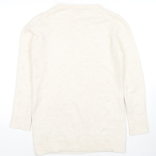 Zara Womens Beige Round Neck Acrylic Pullover Jumper Size S