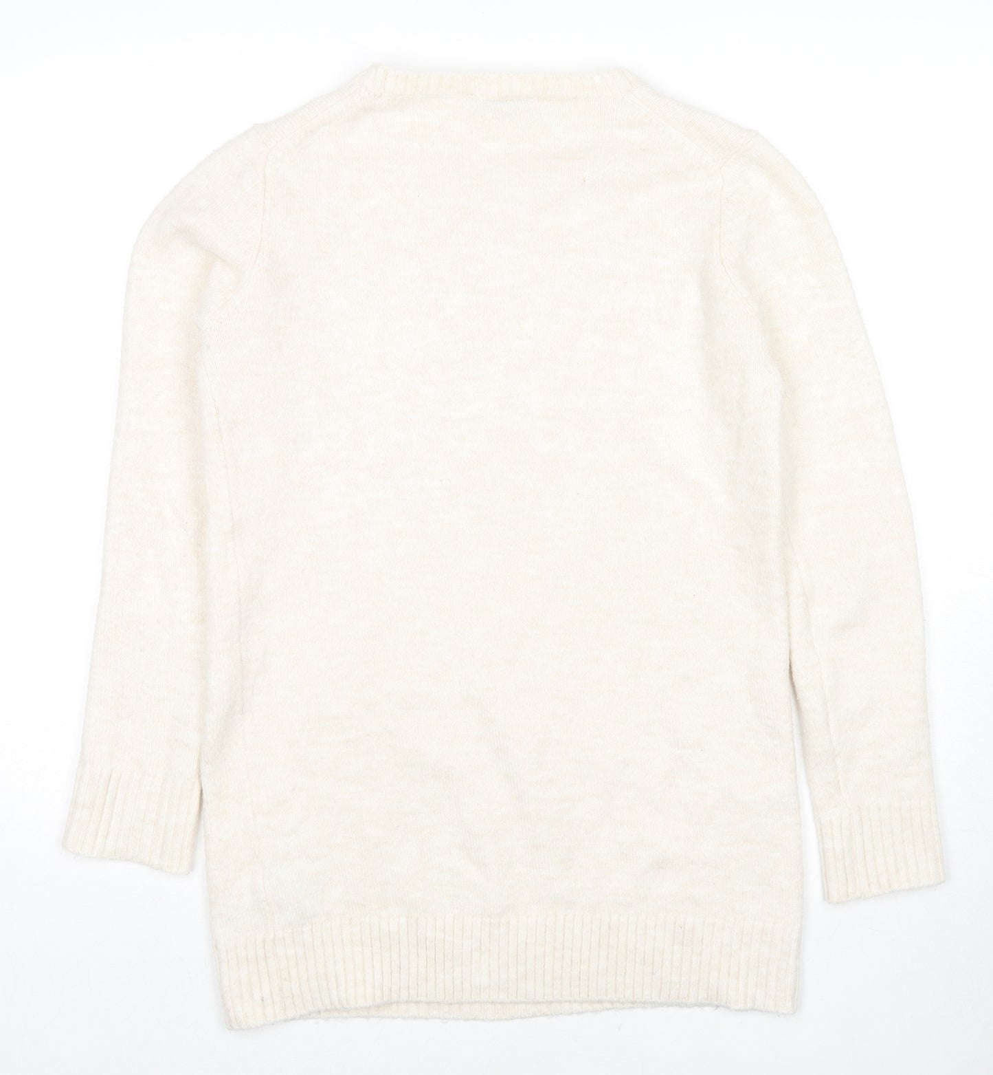 Zara Womens Beige Round Neck Acrylic Pullover Jumper Size S