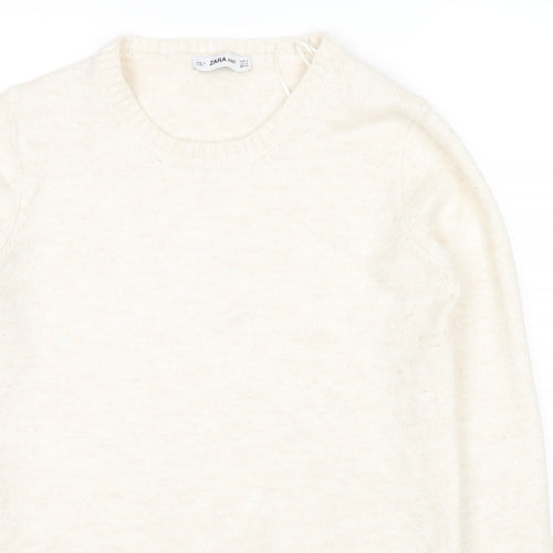 Zara Womens Beige Round Neck Acrylic Pullover Jumper Size S