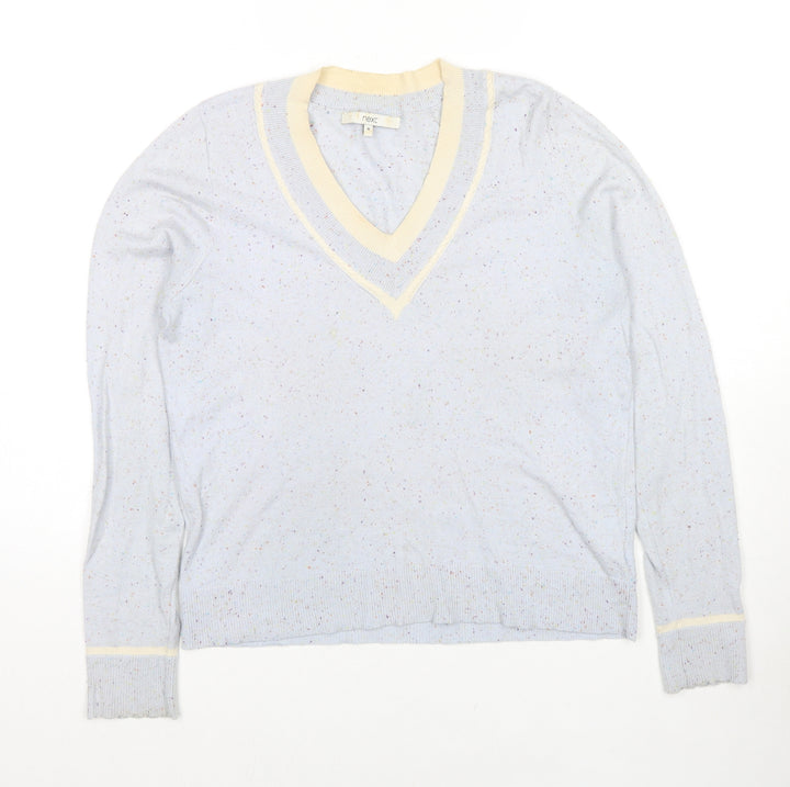 NEXT Womens Grey V-Neck Viscose Pullover Jumper Size M