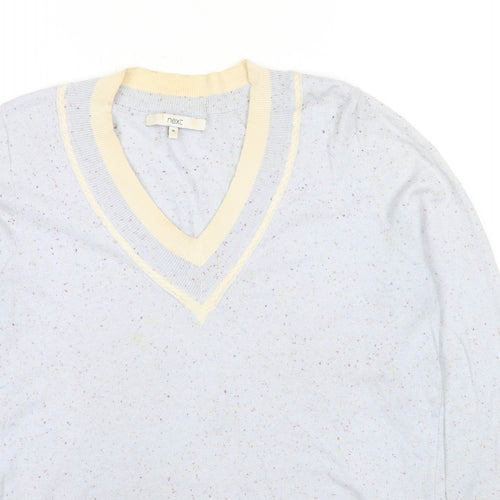NEXT Womens Grey V-Neck Viscose Pullover Jumper Size M