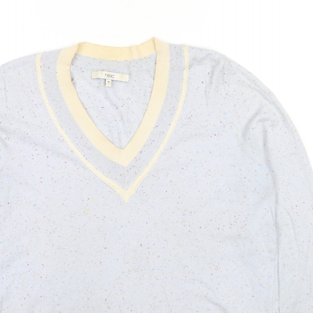 NEXT Womens Grey V-Neck Viscose Pullover Jumper Size M