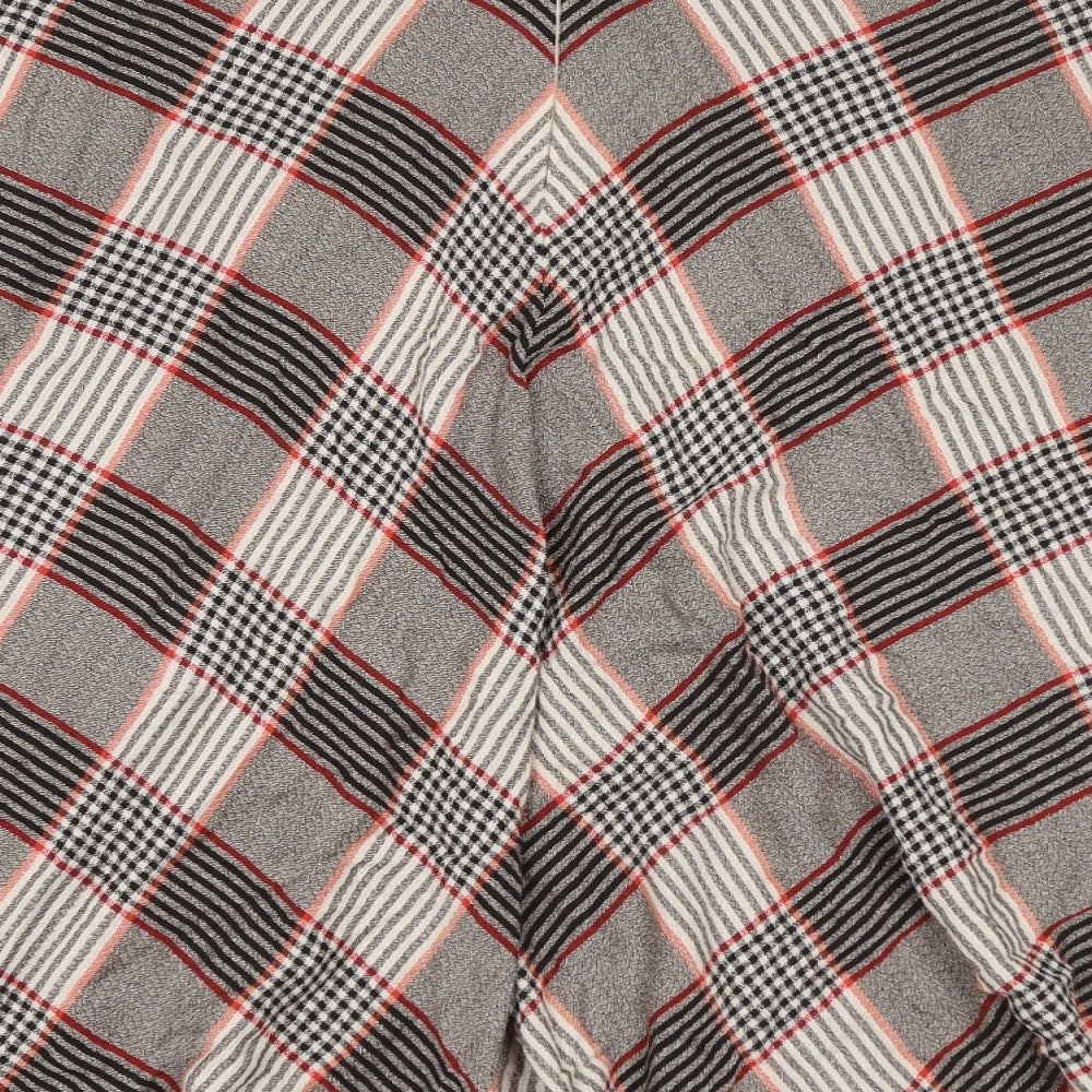 Per Una Womens Beige Check Viscose Flare Skirt Size 16 Zip - Plaid Pattern