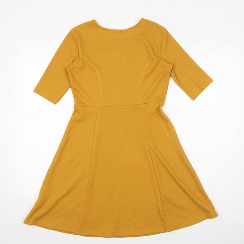 VERO MODA Womens Yellow Polyester Fit & Flare Size S Round Neck Pullover