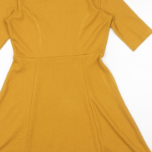 VERO MODA Womens Yellow Polyester Fit & Flare Size S Round Neck Pullover