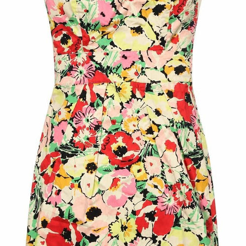 New Look Womens Multicoloured Floral Cotton Mini Size 8 Off the Shoulder Zip - Strapless
