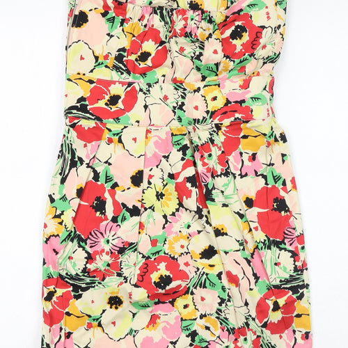 New Look Womens Multicoloured Floral Cotton Mini Size 8 Off the Shoulder Zip - Strapless