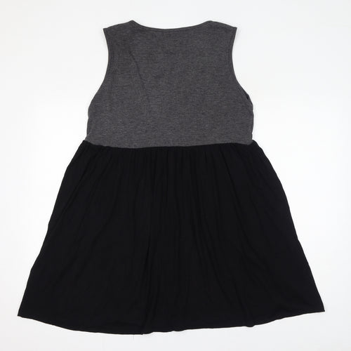Boohoo Womens Black Viscose Tank Dress Size 14 Round Neck Pullover