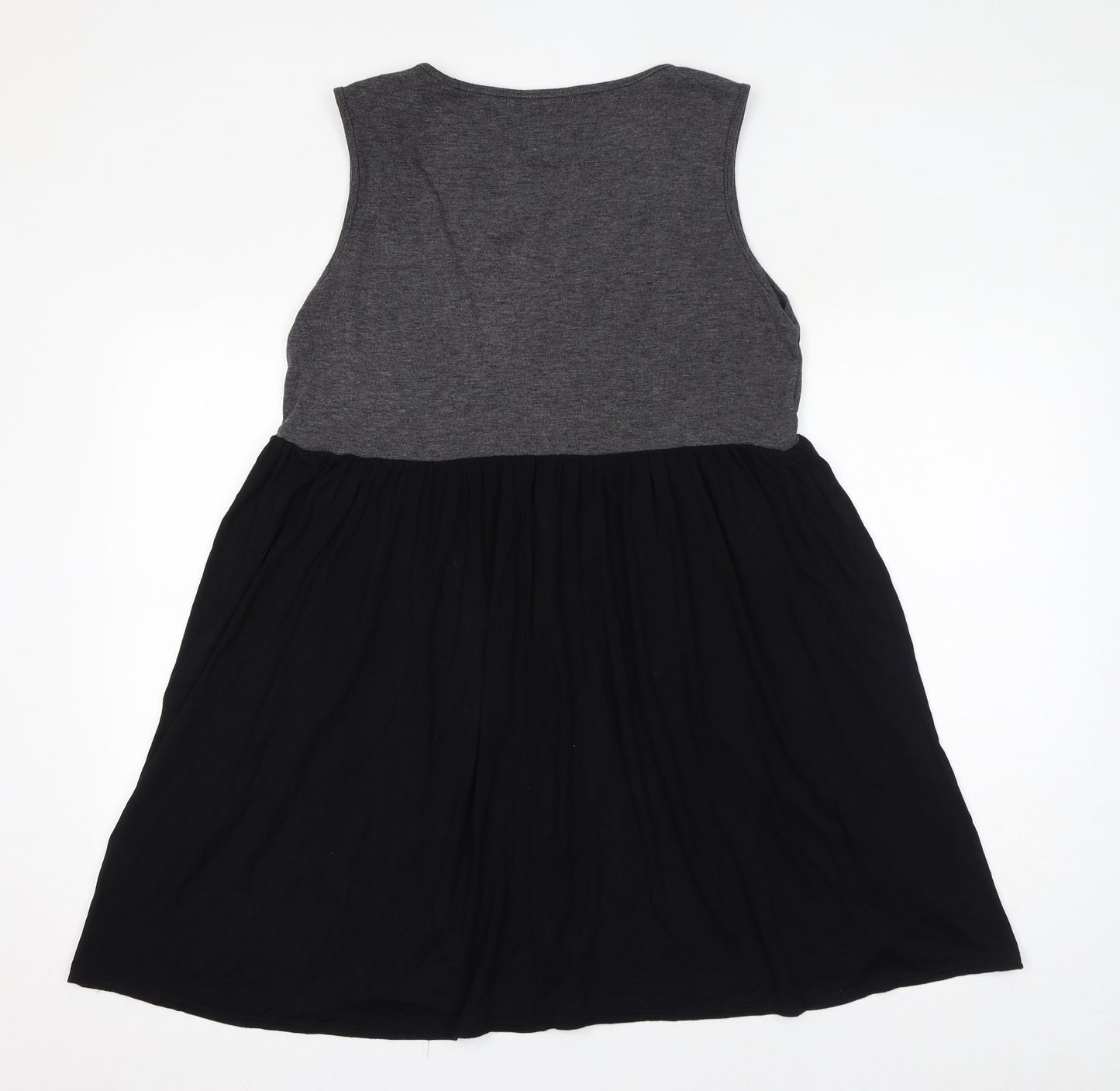 Boohoo Womens Black Viscose Tank Dress Size 14 Round Neck Pullover