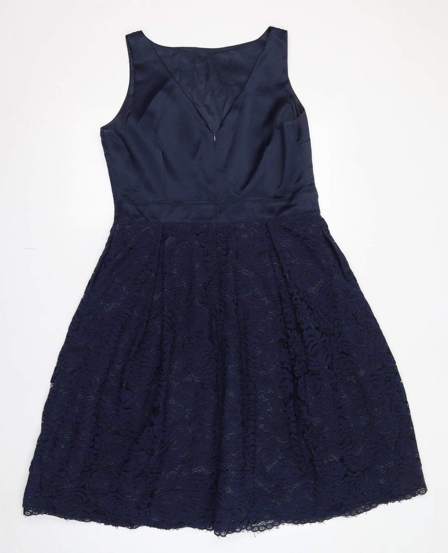 Oasis Womens Blue Polyester Fit & Flare Size 16 Boat Neck Zip
