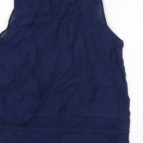 Gap Womens Blue Cotton Basic Blouse Size XS Round Neck