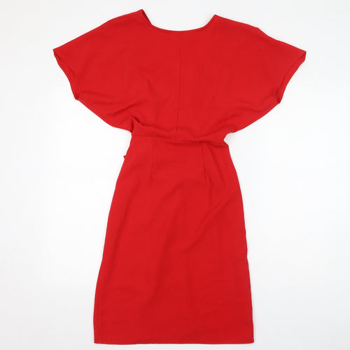 RIDE Womens Red Polyamide Wrap Dress Size XS V-Neck Button