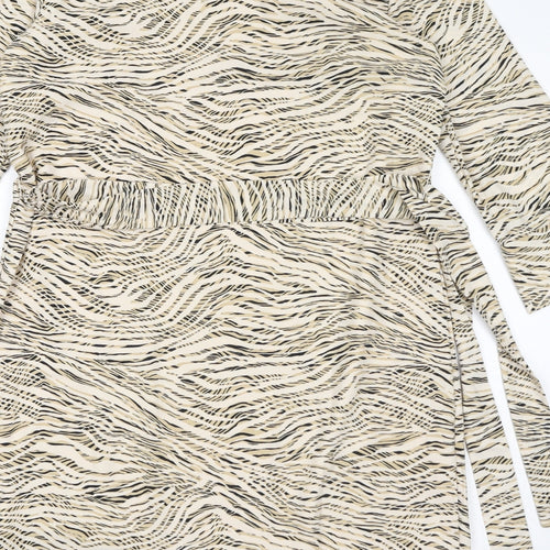 H&M Womens Ivory Animal Print Polyester Shift Size M Boat Neck Pullover