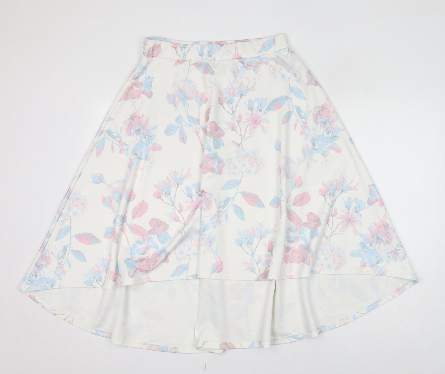 Boohoo Womens White Floral Polyester Skater Skirt Size 14