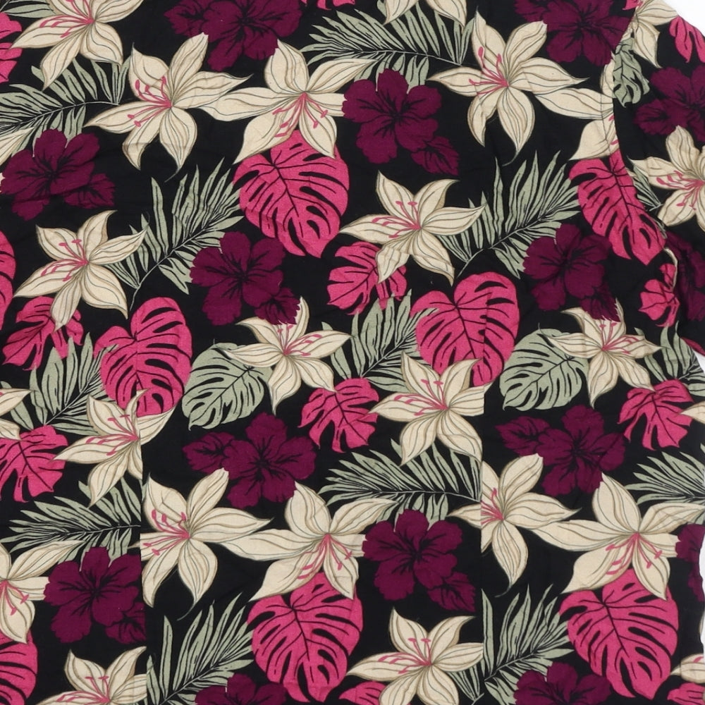 Croft & Barrow Womens Pink Floral Viscose Basic Button-Up Size XS Collared