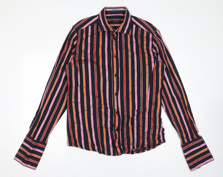 Matinique Womens Black Striped 100% Cotton Basic Button-Up Size XL Collared