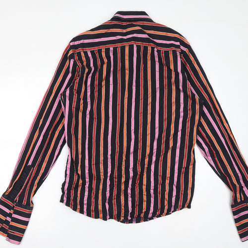 Matinique Womens Black Striped 100% Cotton Basic Button-Up Size XL Collared