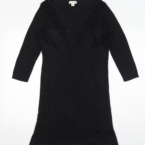 Monsoon Womens Black Viscose Shift Size 12 Round Neck Pullover - Panelled Bodice