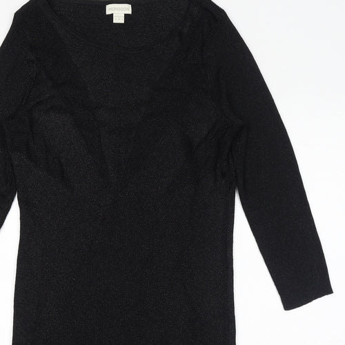 Monsoon Womens Black Viscose Shift Size 12 Round Neck Pullover - Panelled Bodice