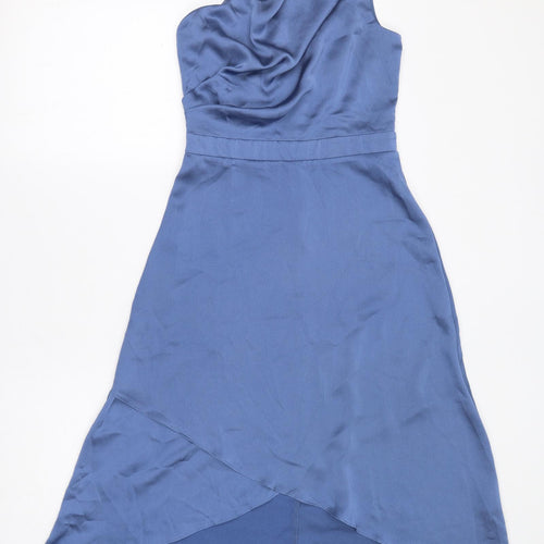 TFNC Womens Blue Polyester Fit & Flare Size 8 One Shoulder Zip