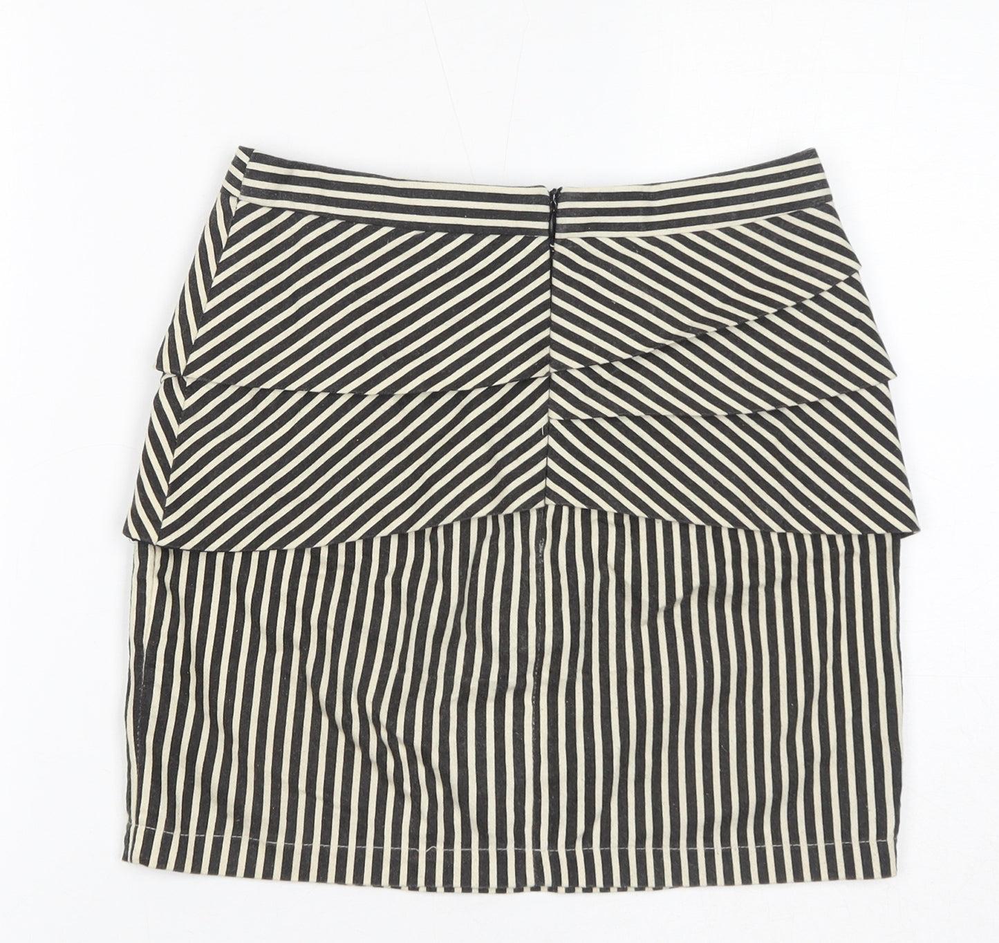 Stella Morgan Womens Black Striped Cotton Straight & Pencil Skirt Size S Zip